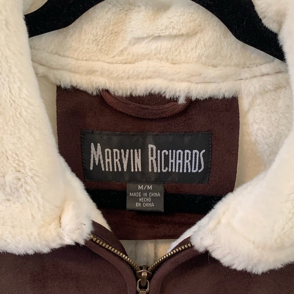 Marvin Richard’s Chocolate Brown Faux Suede Coat Size M - Picture 2 of 4